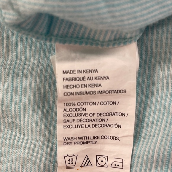 IZOD Saltwater Men's M Blue Striped Short Sleeve Button-Up Shirt Casual - Picture 4 of 6